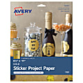 Avery® Full-Sticker Project Paper, 4395, 8 1/2" x 11", Matte, Gold, 5 Sheets