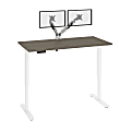 Bestar Viva Electric 60"W Standing Desk With Monitor Arms, Walnut Gray