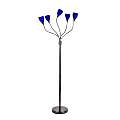 LumiSource Medusa Contemporary Floor Lamp, 71-3/4"H, Blue Shade/Black Base