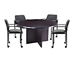 Boss Office Products Round Table And 4 Stackable Guest Chairs Set, Mocha/Black