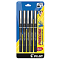 Pilot® Precise™ V7 Liquid Ink Rollerball Pens, Fine Point, 0.7 mm, Black Barrel, Black Ink, Pack Of 5