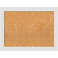 Amanti Art Rectangular Non-Magnetic Cork Bulletin Board, Natural, 32” x 24”, Flair Soft White Plastic Frame