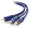 C2G 25ft Velocity One 3.5mm Stereo Male to Two RCA Stereo Male Y-Cable - Mini-phone Male - RCA Male - 25ft - Blue