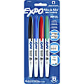 EXPO® Vis-A-Vis Wet-Erase Markers, Fine Point, White Barrels, Assorted Ink Colors, Pack Of 4 Markers 1 thumbnail image