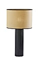 Adesso Primrose Large Table Lamp, 28-3/4”H, Woven Natural Shade/Black Ribbed Ceramic Base