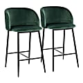 LumiSource Fran Pleated Fixed-Height Counter Stools, Waves, Green/Black, Set Of 2 Stools 1 thumbnail image