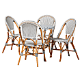 Baxton Studio Genica Rattan 5-Piece Indoor And Outdoor Bistro Set, Black/White/Brown