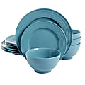 Gibson Home Plaza Café 12-Piece Dinnerware Set, Turquoise