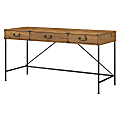 kathy ireland® Home by Bush Furniture Ironworks 60"W Writing Desk with Drawers, Vintage Golden Pine, Standard Delivery
