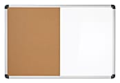 Realspace™ Magnetic Dry-Erase Whiteboard/Cork Bulletin Board, 24" x 36", Silver Aluminum Frame