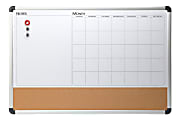 Realspace™ Magnetic Dry-Erase Whiteboard/Cork Calendar Board, 24" x 36", Silver Aluminum Frame