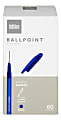 Office Depot® Brand Ballpoint Stick Pens, Medium Point, 1.0 mm, Blue Barrel, Blue Ink, Pack Of 60 Pens