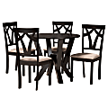 Baxton Studio Reagan Wood Dining Set, 29-15/16”H x 35-7/16”W x 35-7/16”D, Sand/Dark Brown