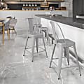 Flash Furniture 24"H Commercial-Grade Metal Counter Stool, Silver 1 thumbnail image