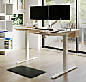 Realspace® Koru Electric 59"W L-Shaped Height-Adjustable Standing Desk with Integrated Power & Charging, Natural Oak