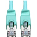 Tripp Lite Cat6a Snagless Shielded STP Patch Cable 10G, PoE, Aqua M/M 1ft - First End: 1 x RJ-45 Male Network - Second End: 1 x RJ-45 Male Network - 1.25 GB/s - Patch Cable - Shielding - Aqua