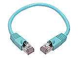 Tripp Lite Cat6a Snagless Shielded STP Patch Cable 10G, PoE, Aqua M/M 1ft - First End: 1 x RJ-45 Male Network - Second End: 1 x RJ-45 Male Network - 1.25 GB/s - Patch Cable - Shielding - Aqua