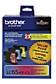 Brother® LC65 Cyan; Magenta; Yellow High-Yield Ink Cartridges, Pack Of 3, LC65HY-CL