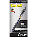 Pilot G2 Retractable Gel Pens, Bold Point, 1.0 mm, Clear Barrels, Black Ink, Pack Of 12 Pens