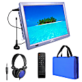 BeFree Sound 14" LED Portable Television With Carry Bag And Headphones, Blue
