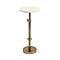 Kate and Laurel Engles Iron Round Drink Table, 30"H x 10"W x 10"D, White Marble/Brass 1 thumbnail image