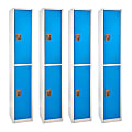 Alpine 2-Tier Steel Lockers, 72”H x 12”W x 12”D, Blue, Set Of 4 Lockers