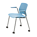 KFI Studios Imme Stack Chair With Arms And Caster Base, Sky Blue/Silver