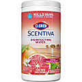 Clorox Scentiva Bleach-Free Cleaning Wipes, Tahitian Grapefruit Splash, 7" x 7-1/4", Canister Of 75 Wipes