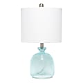 Lalia Home Hammered Glass Jar Table Lamp, 20"H, White Shade/Clear Blue Base