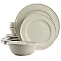 Martha Stewart Portillo 12-Piece Round Stoneware Dinnerware Set, Sharkey Grey 1 thumbnail image