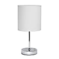 Creekwood Home Nauru Petite Metal Stick Table Lamp, 11-7/8"H, White Shade/Chrome Base