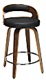 OFM 161 Collection Mid-Century Modern Low-Back Bentwood Frame Swivel-Seat Stool, Black/Walnut