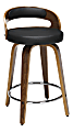 OFM 161 Collection Mid-Century Modern Low-Back Bentwood Frame Swivel-Seat Stool, Black/Walnut 1 thumbnail image