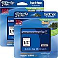 Brother® P-touch TZe Laminated Tape Cartridges, 15/64"W x 26 1/4'L , Rectangle, Clear, 2 Per Bundle