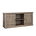 Sauder Select Farmhouse Entertainment Credenza with Sliding Doors, 28-1/2”H x 62-1/2”W x 16-3/4”D, Laurel Oak