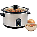 West Bend 85156 - 6 Qt. Round Crockery Cooker - 250 W1.50 gal - Soup, Meat - Brushed Stainless Steel, Black 1 thumbnail image