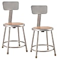 National Public Seating Hardboard Science Stools With Backrests, 18"H Seat, Brown/Gray, Pack Of 2 Stools