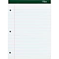 TOPS Double Docket Rigid Back Legal Pads - 100 Sheets - Stapled/Glued - Ruled - 16 lb Basis Weight - 8 1/2" x 11 3/4" - White Paper - Green Binder - Hard Cover, Perforated, Stiff-back, Back Board - 100 / Pad