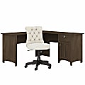 Bush Business Furniture Salinas 60"W L-Shaped Corner Desk With Mid-Back Tufted Office Chair, Ash Brown, Standard Delivery