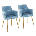 LumiSource Andrew Dining Chairs, Gold/Light Blue, Set Of 2 Chairs 1 thumbnail image