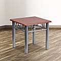 Flash Furniture Steel End Table, 19-3/4"H x 21"W x 21"D, Mahogany/Silver 1 thumbnail image