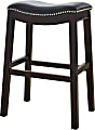 New Ridge Home Goods Julian Faux Leather Counter Stool, Black/Espresso 1 thumbnail image