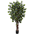 Nearly Natural 7'H Artificial Sakaki Silk Tree With Pot, Green/Black 1 thumbnail image