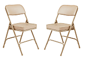 National Public Seating Vinyl-Upholstered Folding Chair, Beige, Set Of 2