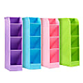 School Desk Pen Caddy Organizer - 4 Piece Set School Equipment Storage Holder For Students, Teachers, 16 Compartments For Pens, Erasers And More - Green, Pink, Blue, Purple Color