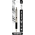 Zebra® Pen F-402 Retractable Ballpoint Pen, Fine Point, 0.7 mm, Silver Barrel, Black Ink