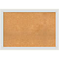 Amanti Art Rectangular Non-Magnetic Cork Bulletin Board, Natural, 40” x 28”, Flair Soft White Plastic Frame