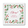 Custom Full-Color Printed Beverage Napkins, 4-3/4" x 4-3/4", Watercolor Holly And Berry Greenery, Box Of 100 Napkins 1 thumbnail image