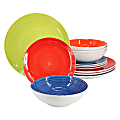 Hometrends Crenshaw 12-Piece Fine Ceramic Dinnerware Set, Assorted Colors