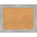 Amanti Art Rectangular Non-Magnetic Cork Bulletin Board, Natural, 34” x 26”, Dove Graywash Plastic Frame